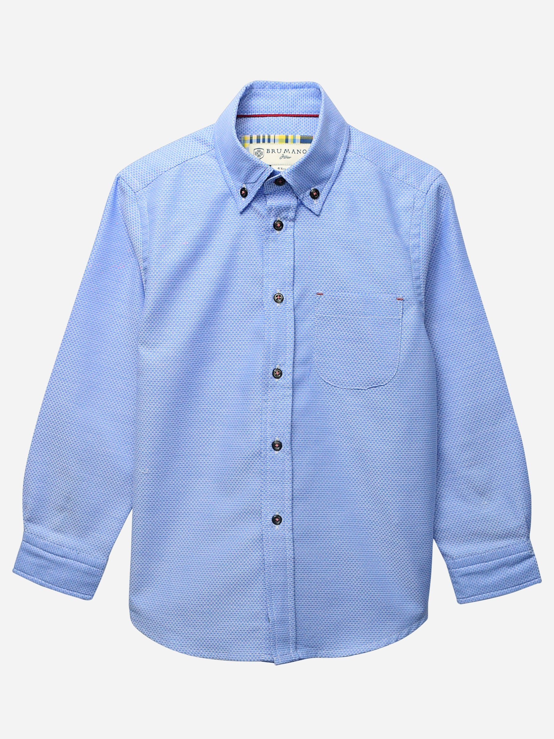 Blue Button Down Textured Casual Shirt