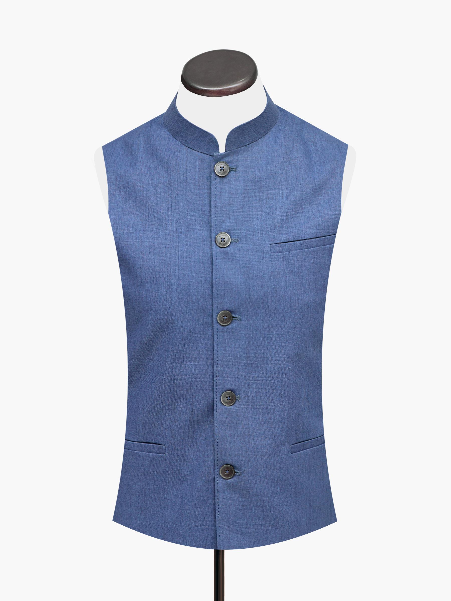 Blue Linen Waistcoat