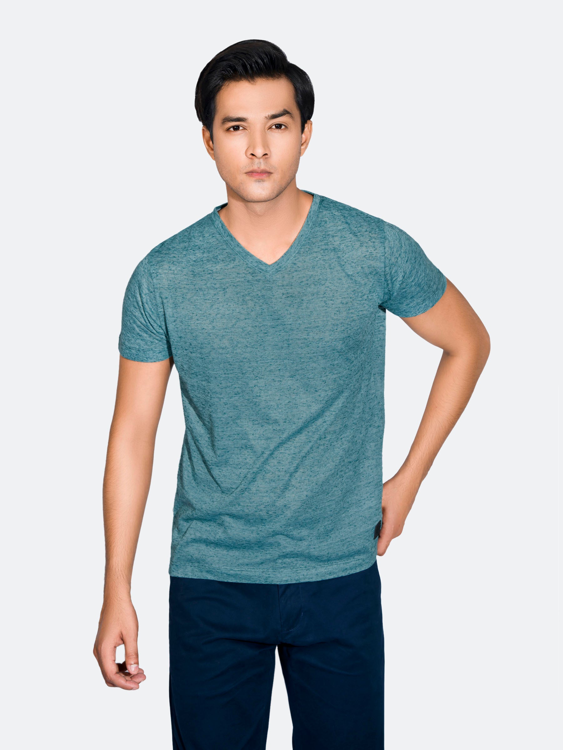 Teal Blue Light Weight V-Neck T-Shirt