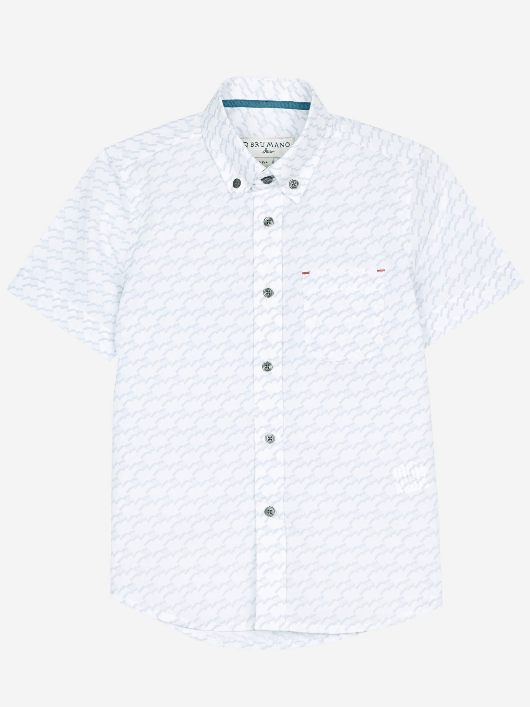 White & Blue Printed Short Sleeve Casual Shirt