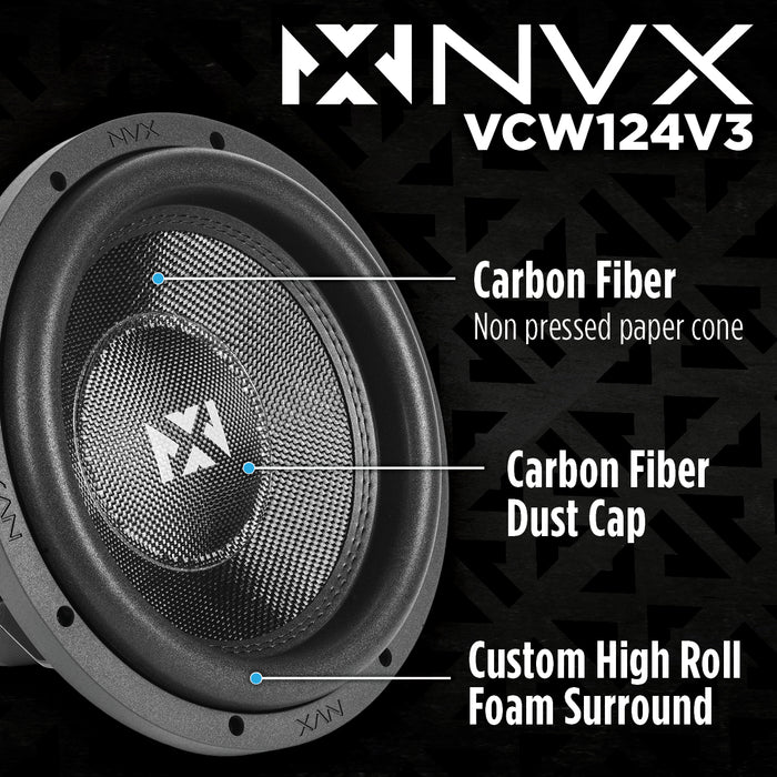 VCW124v3 2400W Peak (1200W RMS) 12" VC-Series v3 Dual 4-Ohm —