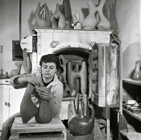 Sculptor Valentine Schlegel in her studio