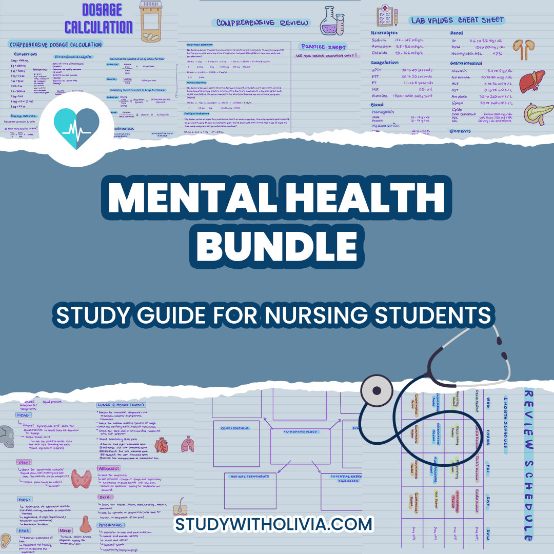 Mental Health Notes Bundle - Study Guide for Nursing Students - Study With Olivia product image