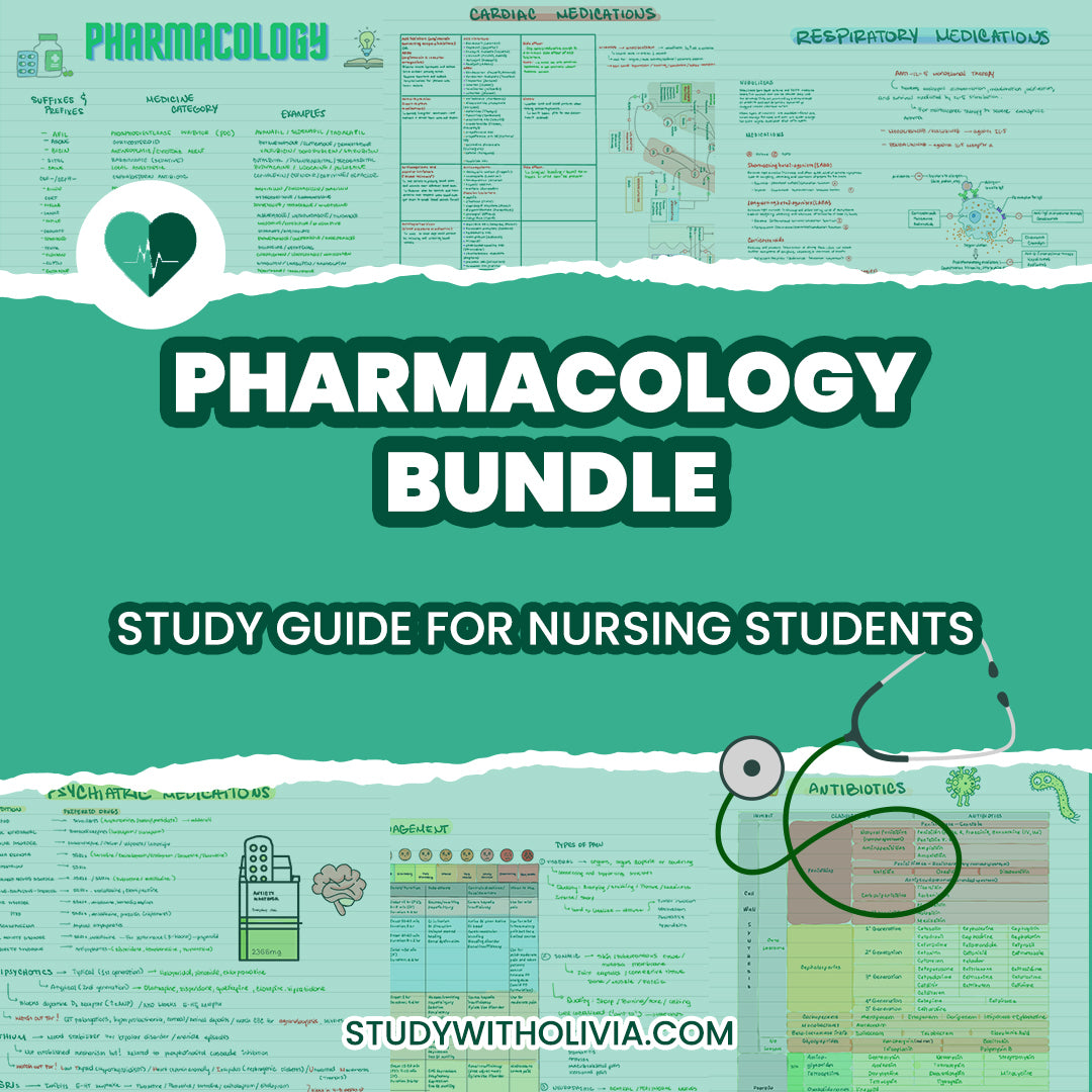 Pharmacology Notes Bundle - Study Guide for Nursing Students - Study With Olivia product image