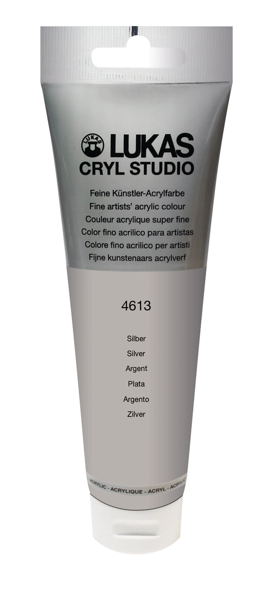 LUKAS CRYL Studio Acrylic - Metallic Silver, 125ml Tube