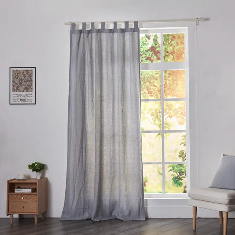 Alloy Gray Linen Curtain With Tab Top