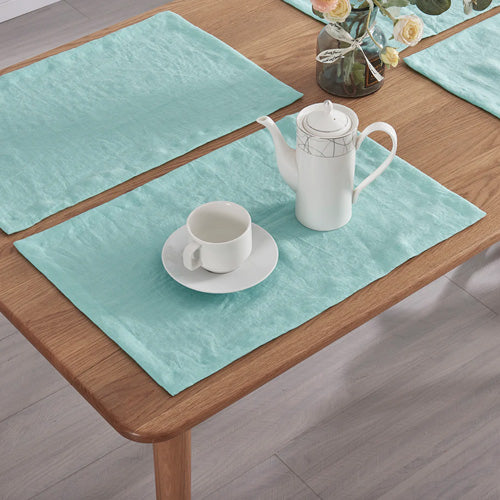 Aqua Green Plain Placemat Set on Dining Table