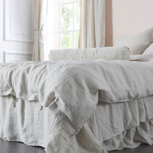 Cool Grey Linen Duvet Cover With Ties