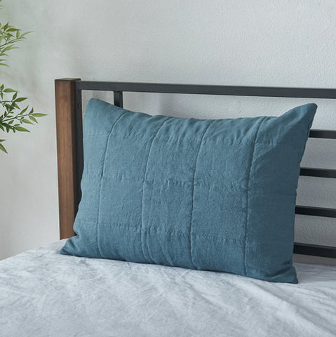 French Blue Linen Quilted Sham