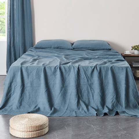 French Blue Linen Flat Sheet