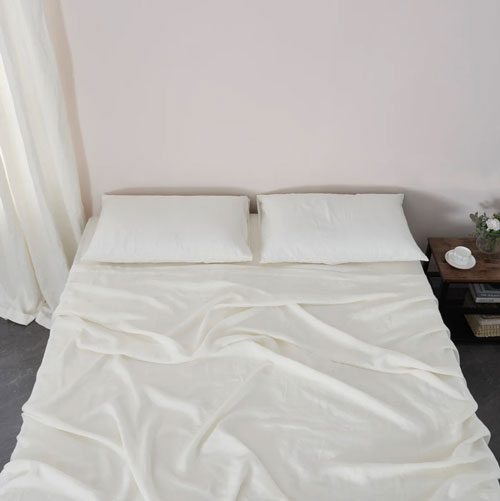 100% Linen Ivory Sheets Set