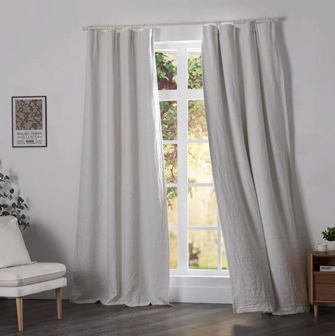 Ivory Linen Curtains with Blackout Lining