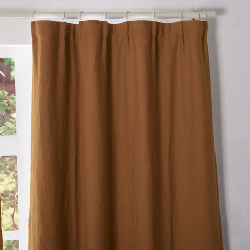 Mustard Linen Curtain With Blackout Lining