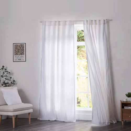 Optic White Linen Curtain With Cotton Lining