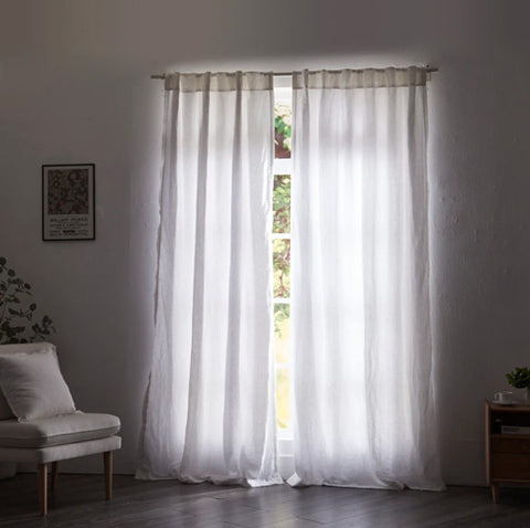 White Linen Curtains With Cotton Lining