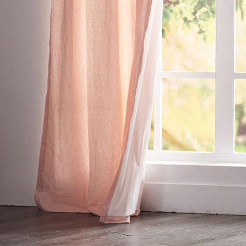 Peach Linen Curtain with Cotton Lining