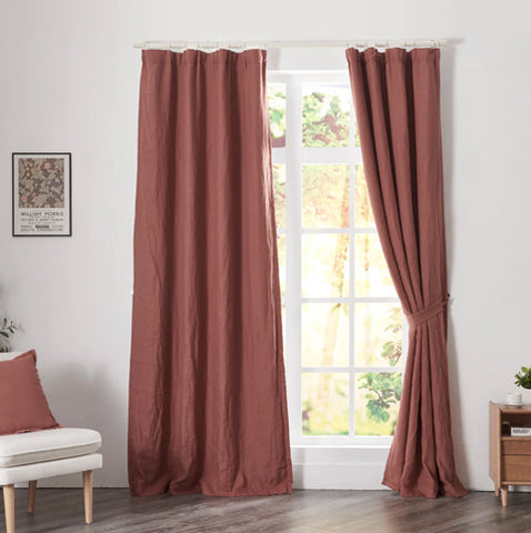 Rust Red Linen Curtains With Blackout Lining