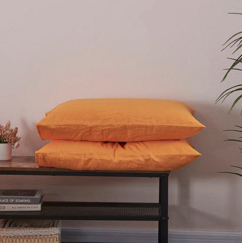 Tangelo Orange Linen Housewife Pillowcases