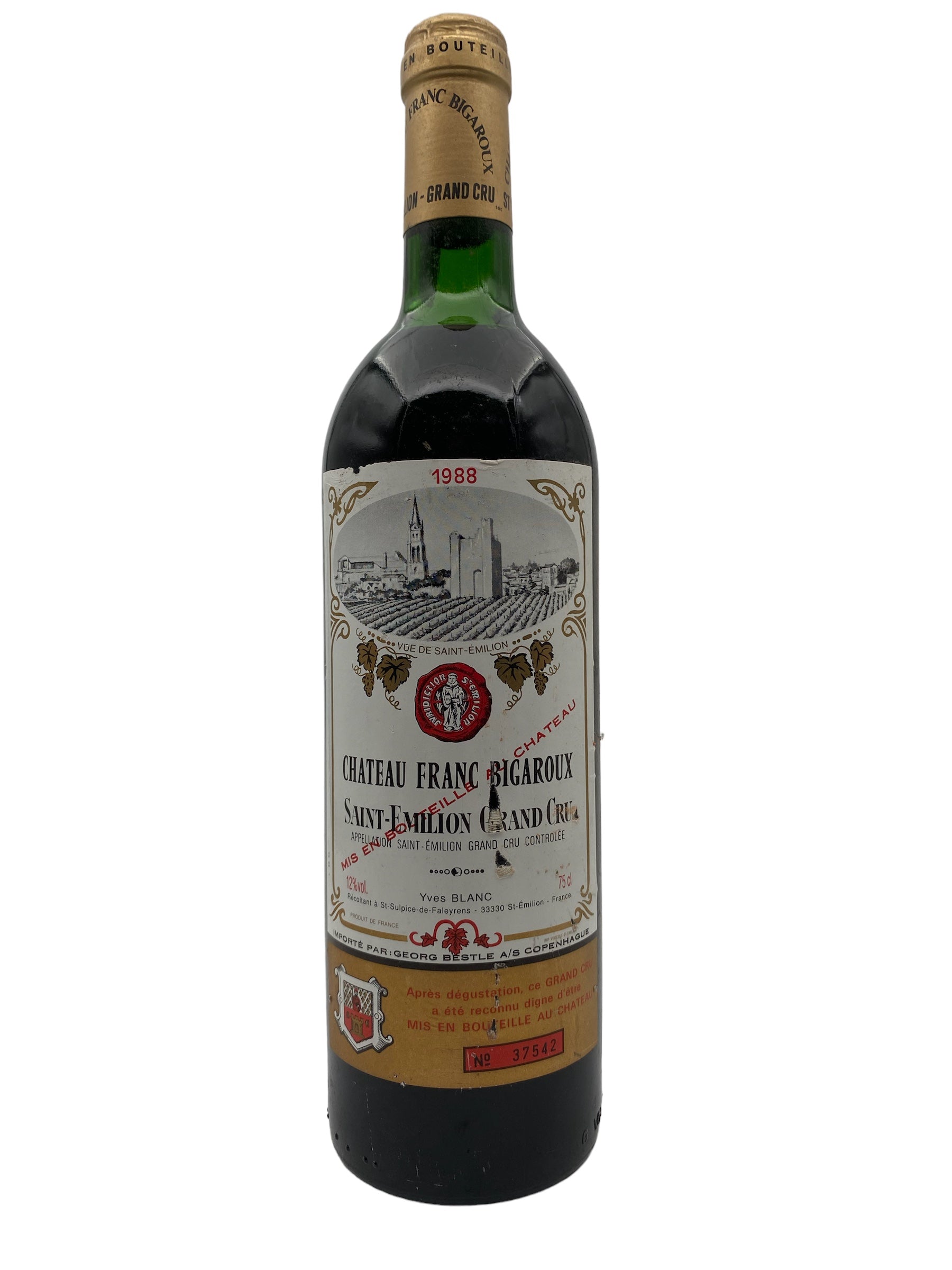 Se Bordeaux 1988 Chateau Franc Bigaroux hos Bottleswithhistory.dk