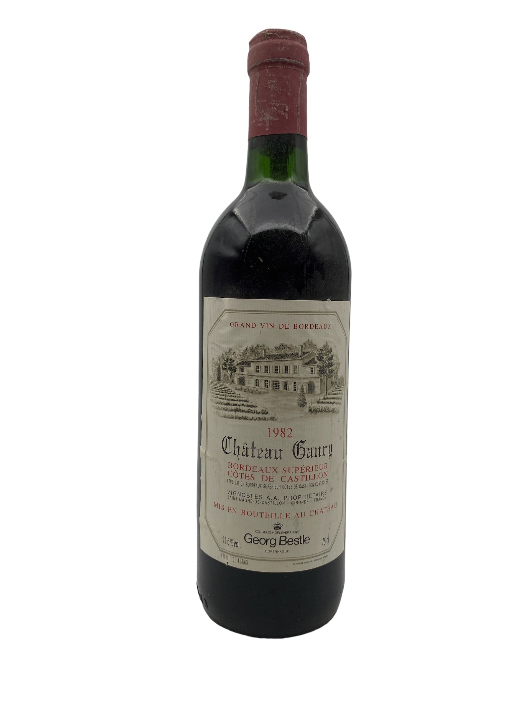 Se Bordeaux Superieur 1982 Chateau Gaury hos Bottleswithhistory.dk