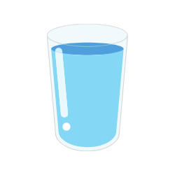 A glass filled with water.