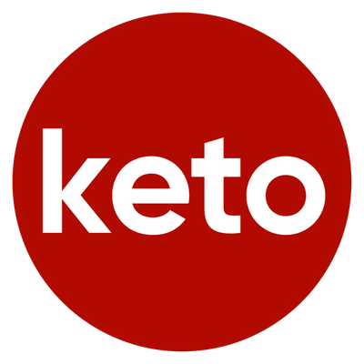 Red circle with the word 'keto' in white text.