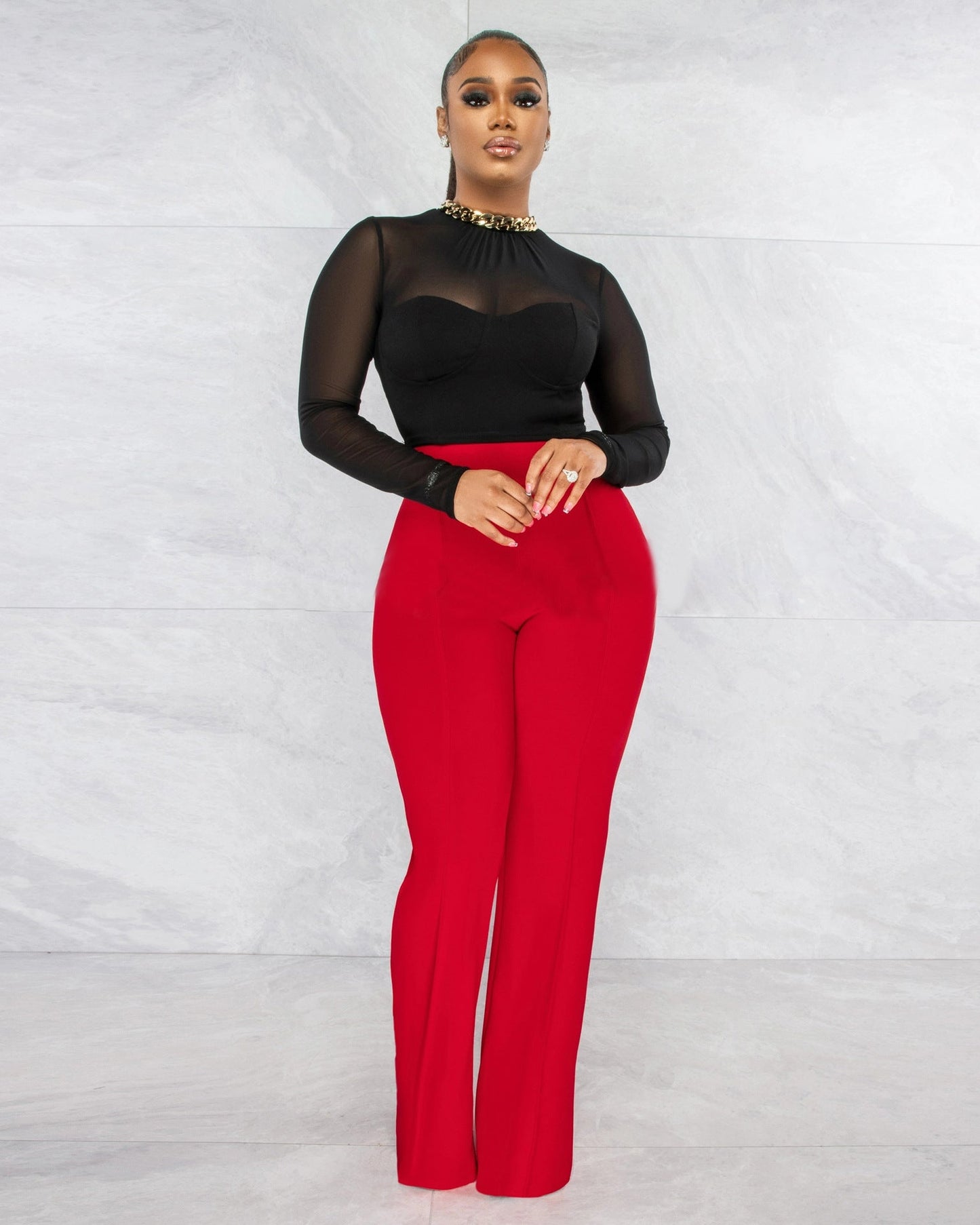 Sexy Back Zippered Wide Legs Pants
