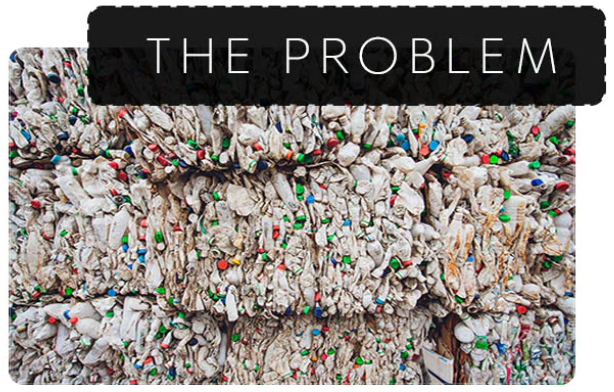 The problem with the clothing and fashion industry. Image of plastic bottles. Pollution 