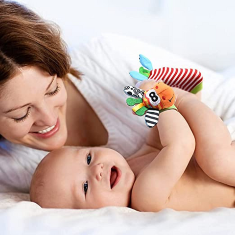 Hochet Bébé - Chaussettes et bracelets hochet - Hochet pour poignet et pied  