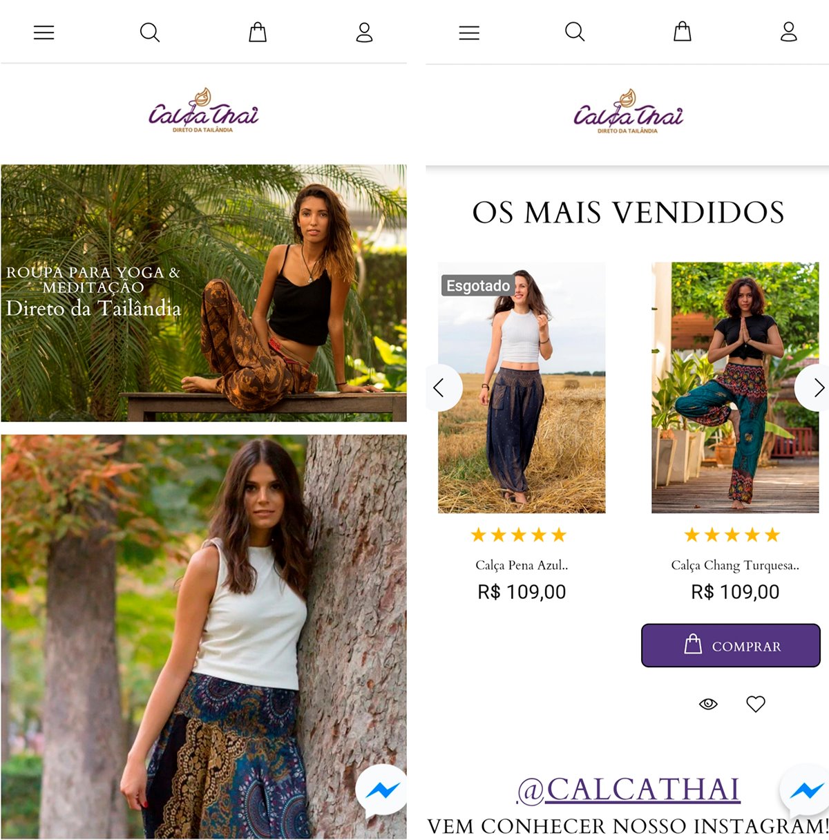 novo site da calça thai em formato para celular mobile friendly