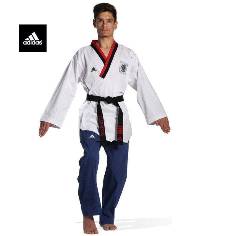 Recogiendo hojas taburete jefe Dobok Taekwondo adidas poomsae niño cuello negro y rojo - Solo Artes  Marciales