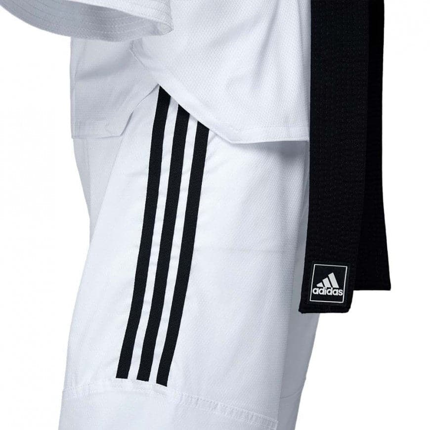 Dobok Taekwondo adi-zero rayas cuello logo colores - Solo Artes