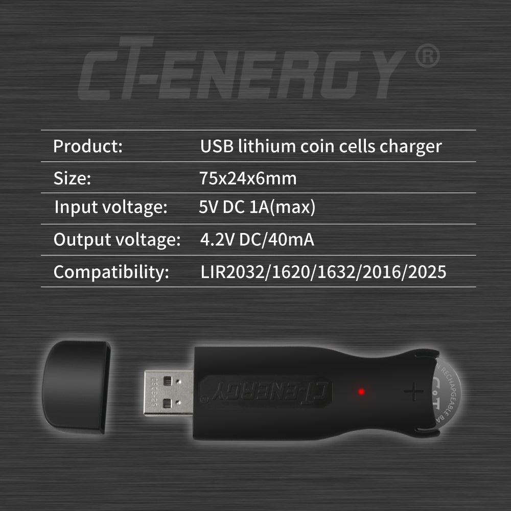 CT-ENERGY Lithium Ion 2032 y Charger for Coin Cell Rechargeable ies LIR2032  4pcs Replace CR2032 y 