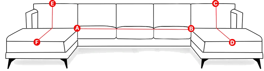 Mesure de la housse de canapé en forme de U