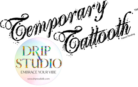 A Temporary Tattooth Logo with Drip Studio LLC's logo.  This is a location that provides professional application of Temporary Tooth Tattoos and Tooth gems.