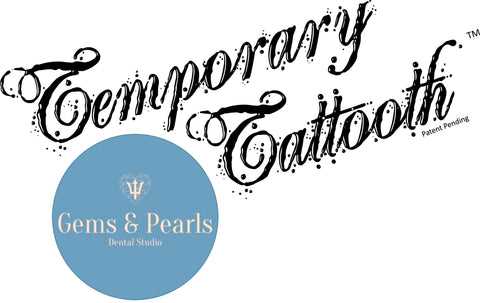 A logo from Temporary Tattooth with Gems and Pearls in Barbados logo. This will link to a location that provided temporary tooth tattoos.