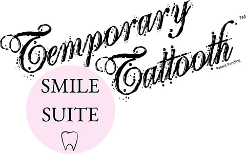 A Temporary Tattooth logo with a Smile Suite Logo. This shows a location that offers Temporary Tattoos for Teeth.