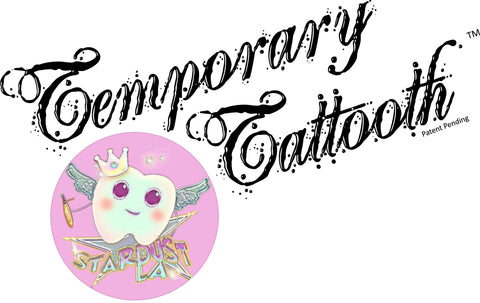 Temporary Tattooth logo with Stardust LA logo.  A location you can get Temporary tattoos for teeth.