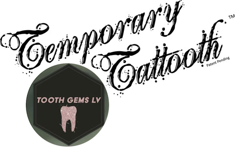 An Image with the Temporary Tattooth Logo and Tooth Gems LV's logo.  This is a location in Nevada that sells Temporary Tattooth Products.