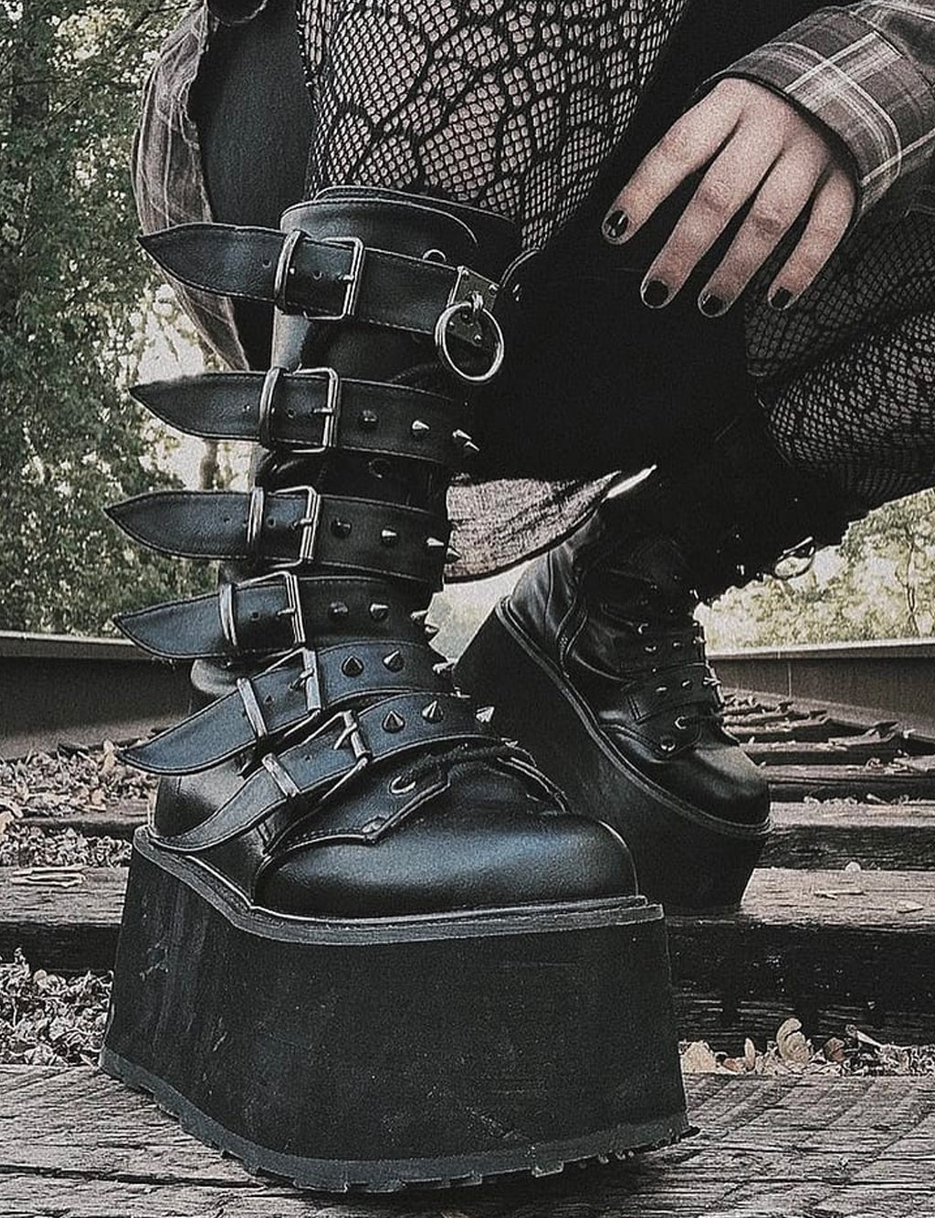 DEMONIA SWING 230 BOOTS - BLACK VEGAN LEATHER – TIBBS & BONES