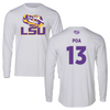 Louisiana State University Basketball White Long Sleeve  - #13 Last-Tear Poa