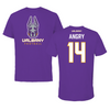 University at Albany Football Purple Tee  - #14 Kevon Angry