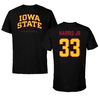 Iowa State University Football Black Tee  - #33 Arlen Harris Jr
