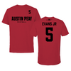 Austin Peay State University Football Red Tee  - #5 CJ Evans Jr