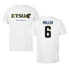 East Tennessee State University Baseball White Tee  - #6 Cody Miller