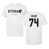 East Tennessee State University Football White Tee - #74 Jay Wade
