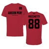 Austin Peay State University Football Red Tee  - #88 Corey Rocchietti