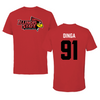 Illinois State University Football Red Redbird Tee  - #91 Josh Dinga