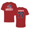 Stony Brook University Lacrosse Canvas Red Tee - #77 Chris Esposito