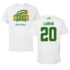 George Mason University Volleyball White Performance Tee - #20 Camille Larkin